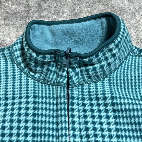 Studio Works Sport Vest Women's M Reversible Full Zip Houndstooth Plaid Blue - Picture 15 of 17